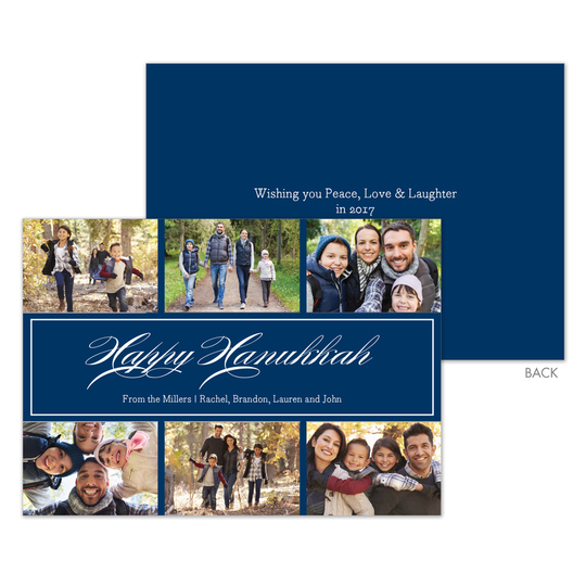Navy Happy Hanukkah Photo Cards